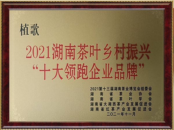 2021湖南茶叶乡村振兴“十大领跑企业品牌”